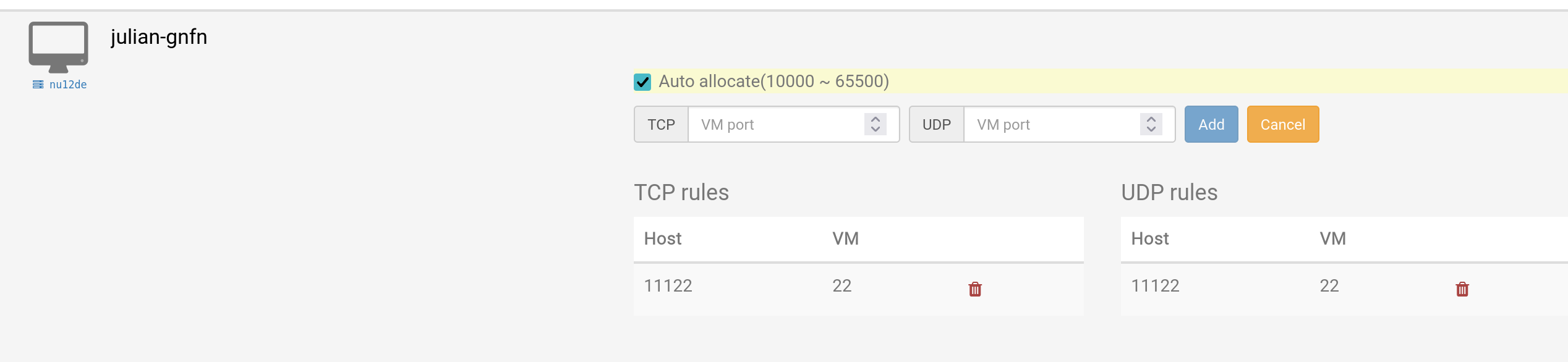 Port Forwarding Auto Allocation